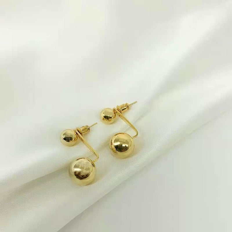 Surrounded Forest Store Double Ball Jacket Earrings for Women Front Back 2 in 1 Stud Earrings Pearl Ball Earrings - Image 3